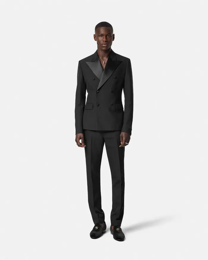 Versace MohairBlend DoubleBreasted Blazer Black Men Blazers and Suits