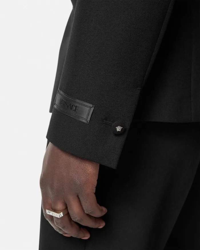 Versace MohairBlend DoubleBreasted Blazer Black Men Blazers and Suits