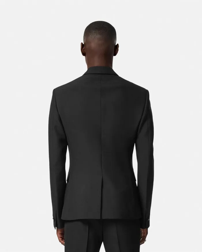 Versace MohairBlend DoubleBreasted Blazer Black Men Blazers and Suits