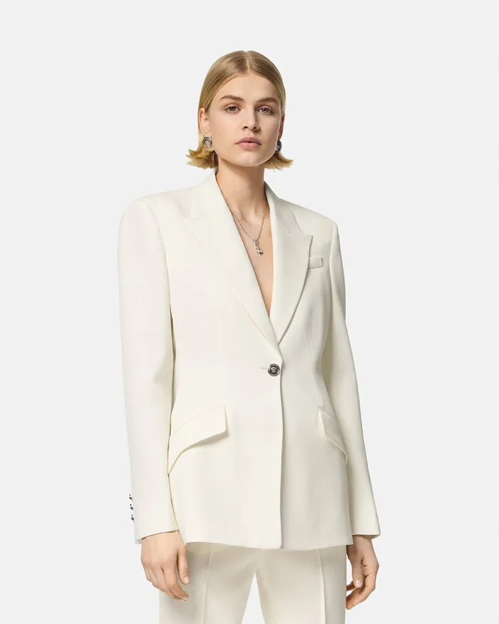 Versace SingleBreasted Dv Blazer White Women Blazer and Jackets