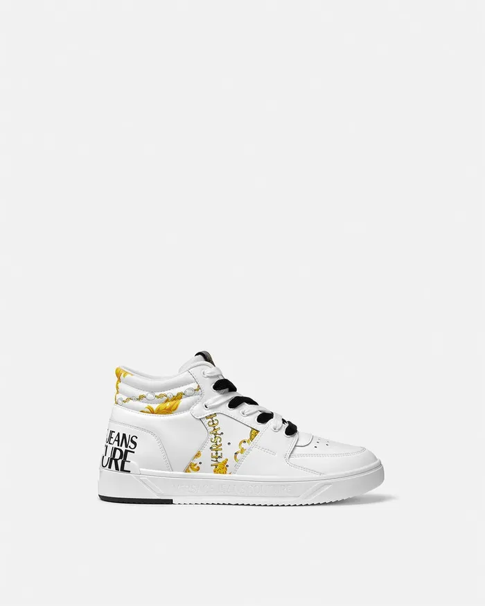Versace Starlight Logo Couture Sneakers Whiteprint Men Jeans Couture