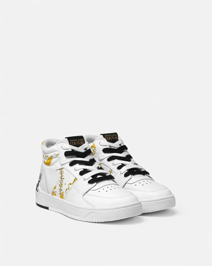 Versace Starlight Logo Couture Sneakers Whiteprint Men Jeans Couture