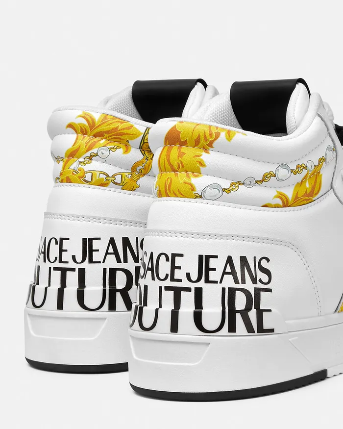 Versace Starlight Logo Couture Sneakers Whiteprint Men Jeans Couture