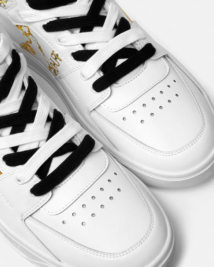 Versace Starlight Logo Couture Sneakers Whiteprint Men Jeans Couture