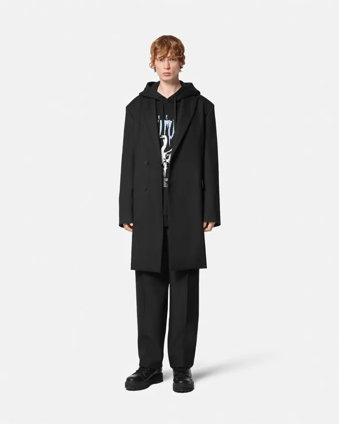 Versace Swan Lake LooseFit Hoodie Blackprint Men Jeans Couture