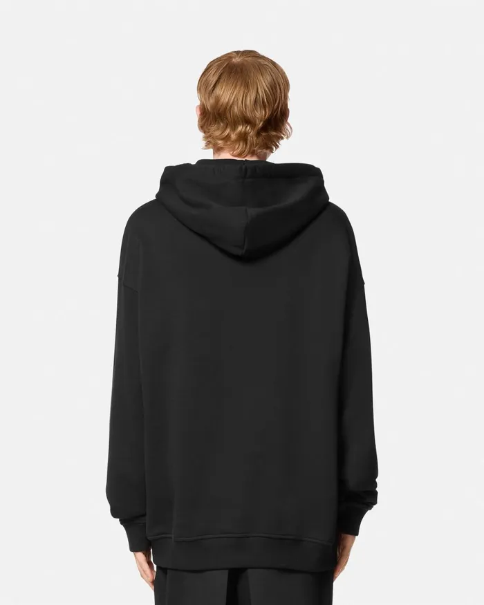 Versace Swan Lake LooseFit Hoodie Blackprint Men Jeans Couture