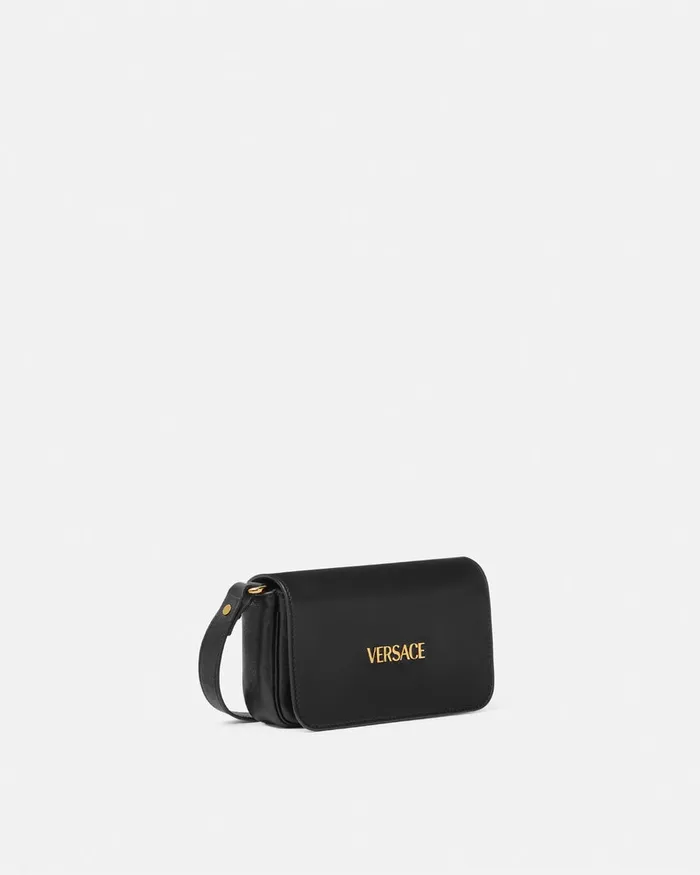 Versace Tag Mini Bag Blackgold WomenMen Shoulder and Crossbody