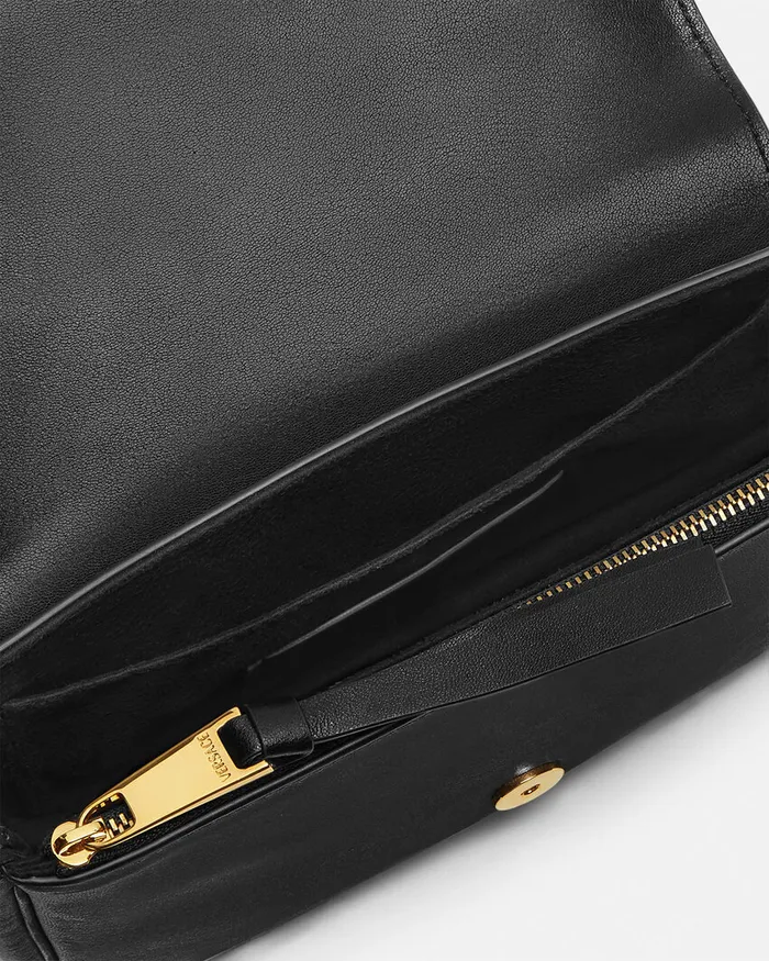 Versace Tag Mini Bag Blackgold WomenMen Shoulder and Crossbody