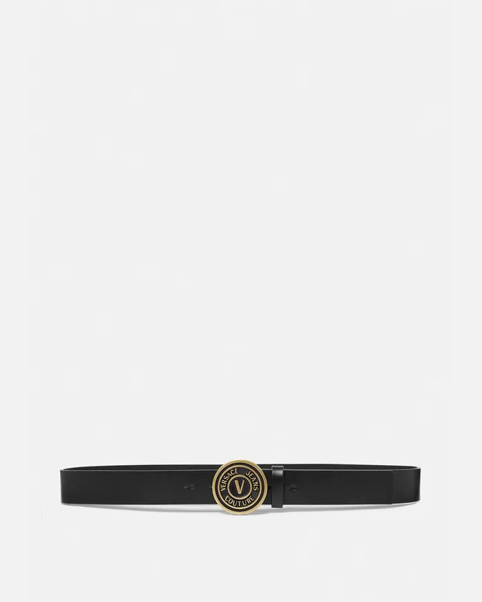 Versace VEmblem Round Belt Black Men Jeans Couture