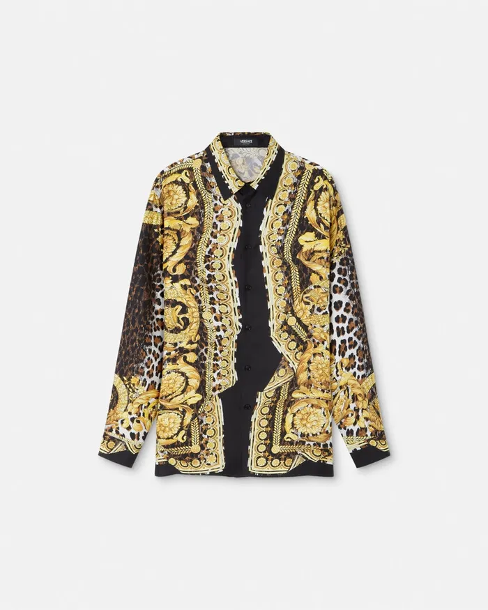 Versace Wild Barocco Illusion Silk Shirt Print Men Shirts