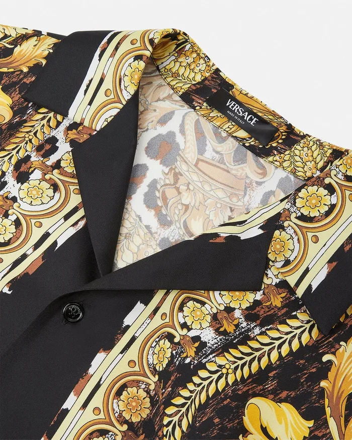 Versace Wild Barocco Illusion Silk Shirt Print Men Shirts