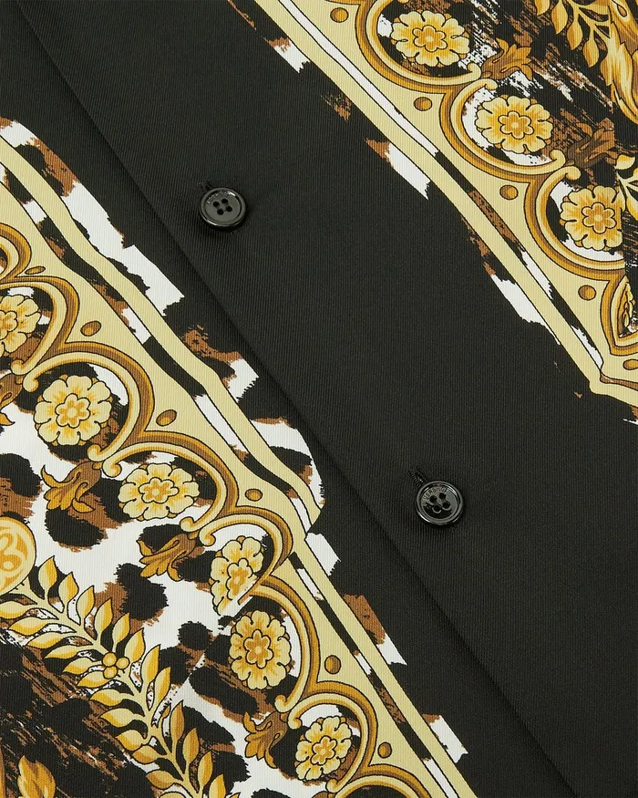 Versace Wild Barocco Illusion Silk Shirt Print Men Shirts