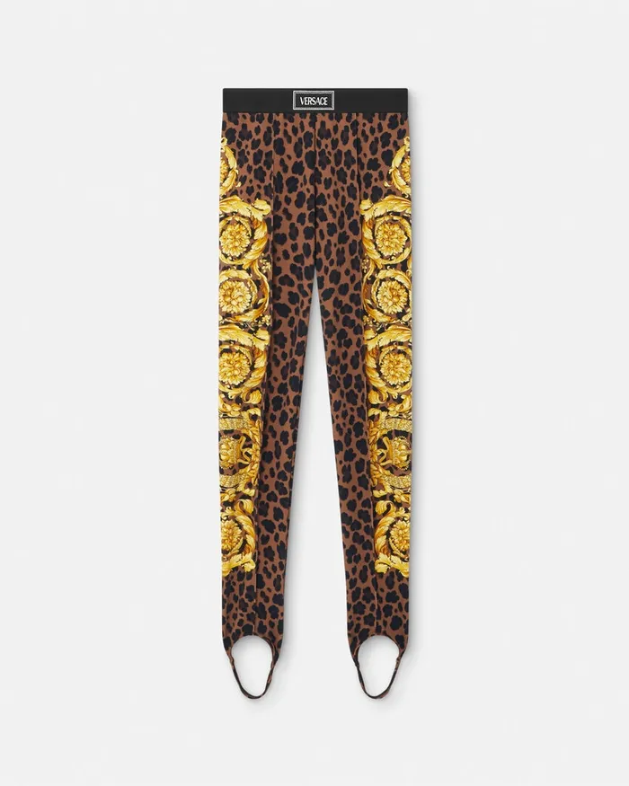 Versace Wild Barocco Stirrup Leggings Animalier Women Pants and Shorts