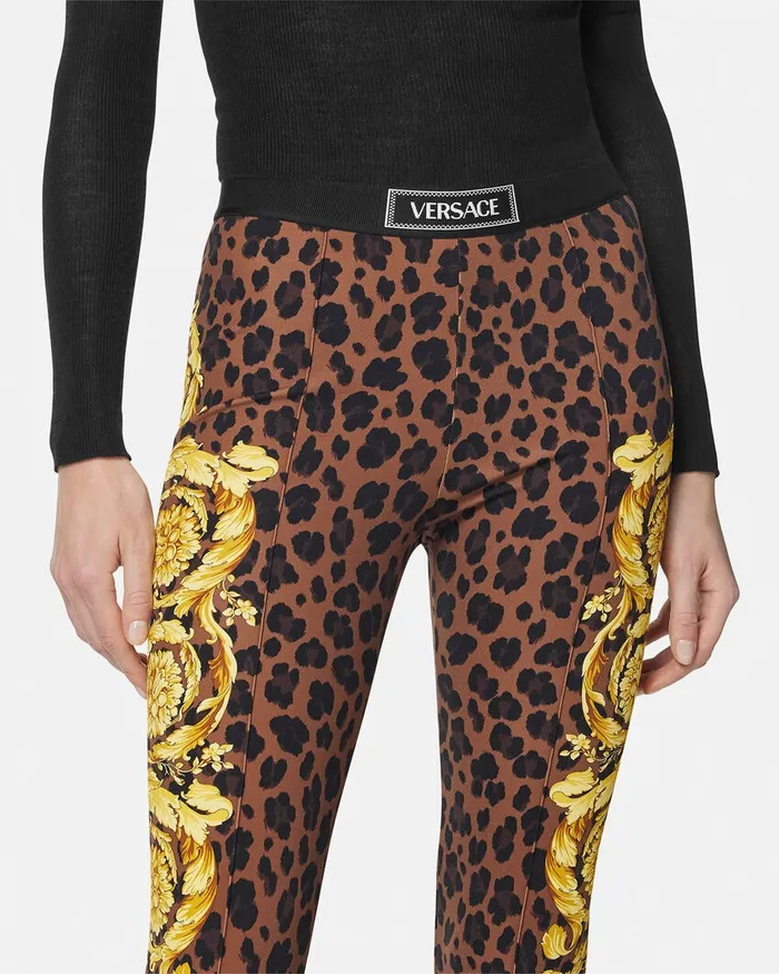 Versace Wild Barocco Stirrup Leggings Animalier Women Pants and Shorts