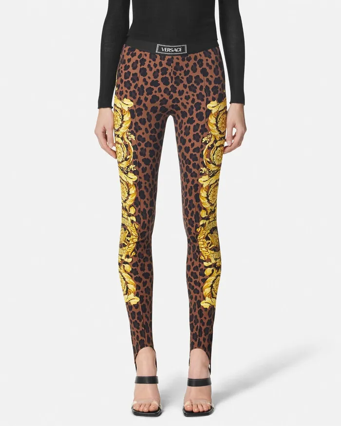 Versace Wild Barocco Stirrup Leggings Animalier Women Pants and Shorts