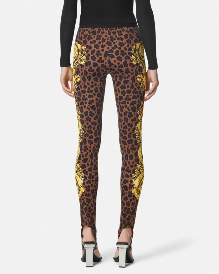 Versace Wild Barocco Stirrup Leggings Animalier Women Pants and Shorts