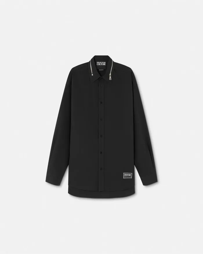 Versace Zip RelaxedFit Shirt Blackprint Men Jeans Couture