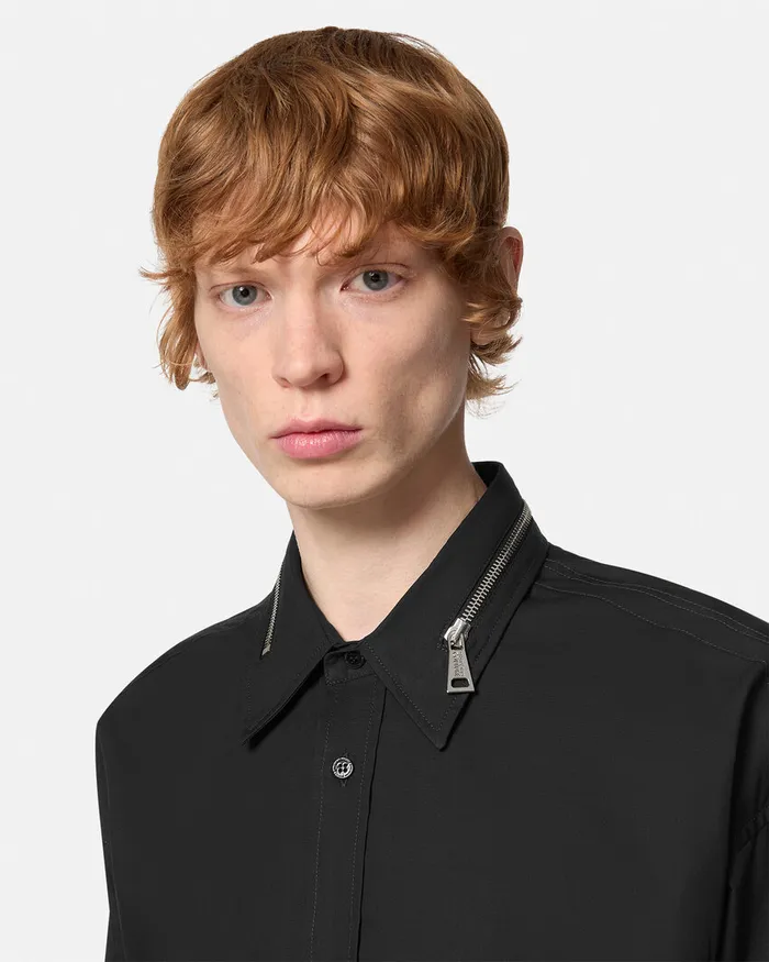 Versace Zip RelaxedFit Shirt Blackprint Men Jeans Couture