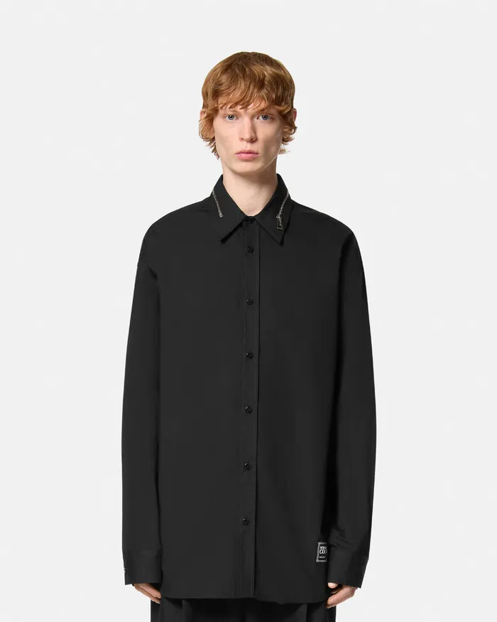 Versace Zip RelaxedFit Shirt Blackprint Men Jeans Couture