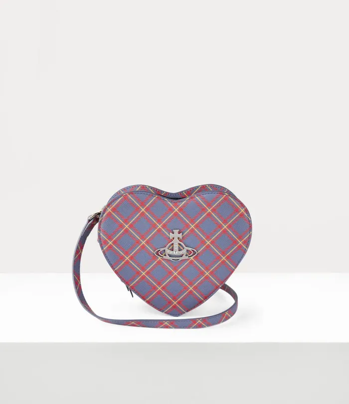 Vivienne Westwood Crossbody Bags Women Louise Heart Crossbody Blueorange Tartan