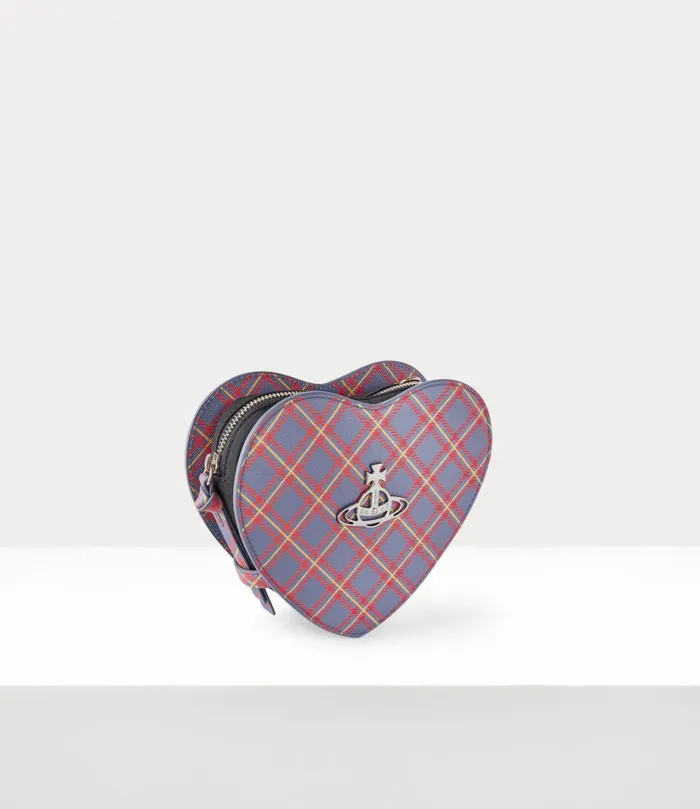 Vivienne Westwood Crossbody Bags Women Louise Heart Crossbody Blueorange Tartan