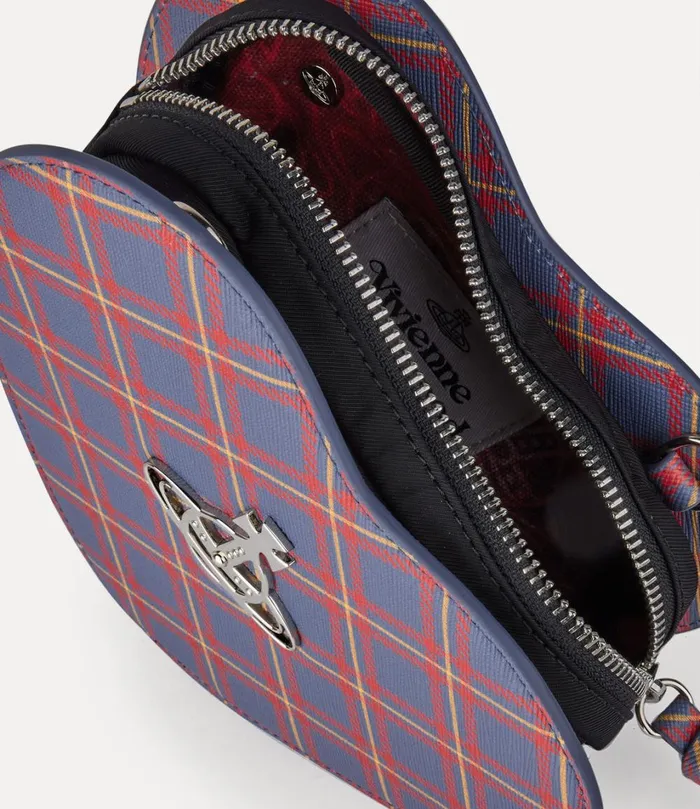 Vivienne Westwood Crossbody Bags Women Louise Heart Crossbody Blueorange Tartan