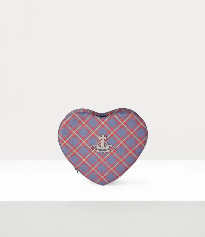 Vivienne Westwood Crossbody Bags Women Louise Heart Crossbody Blueorange Tartan