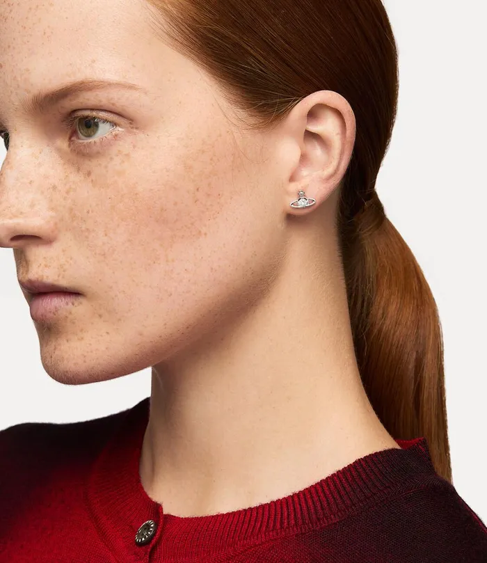 Vivienne Westwood Earrings MenWomen Nano Solitaire Earrings Platinum Crystal Crystal