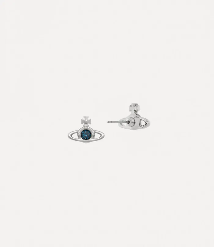 Vivienne Westwood Earrings Women Nano Solitaire Earrings Platinum Blue Denim Crystal