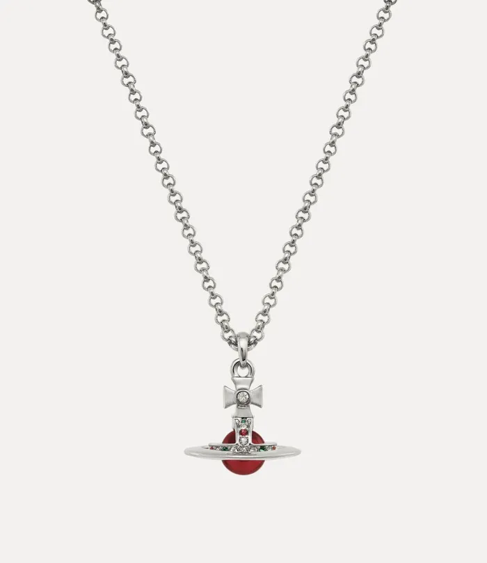 Vivienne Westwood Necklaces MenWomen New Petite Orb Pendant Necklace Platinumlight Siam Vivienne Westwood Necklaces MenWomen New Petite Orb Pendant Necklace Platinumlight Siam