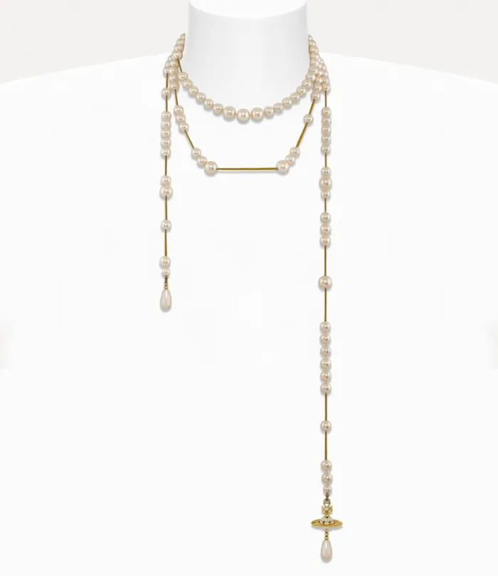 Vivienne Westwood Necklaces Women Broken Pearl Necklace Goldpearlmulti