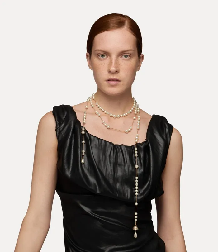 Vivienne Westwood Necklaces Women Broken Pearl Necklace Goldpearlmulti