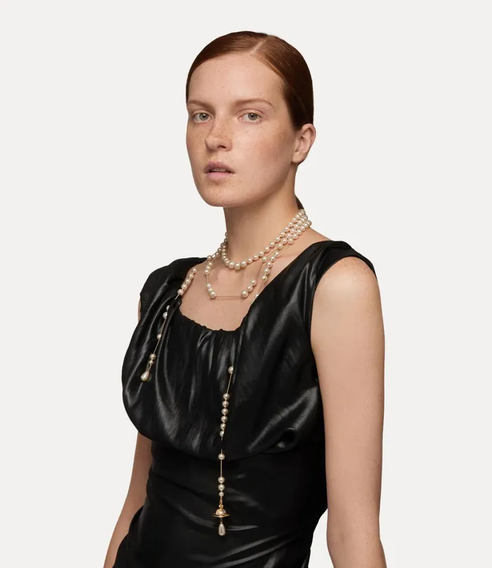 Vivienne Westwood Necklaces Women Broken Pearl Necklace Goldpearlmulti