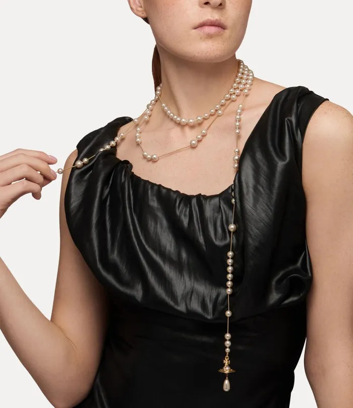 Vivienne Westwood Necklaces Women Broken Pearl Necklace Goldpearlmulti
