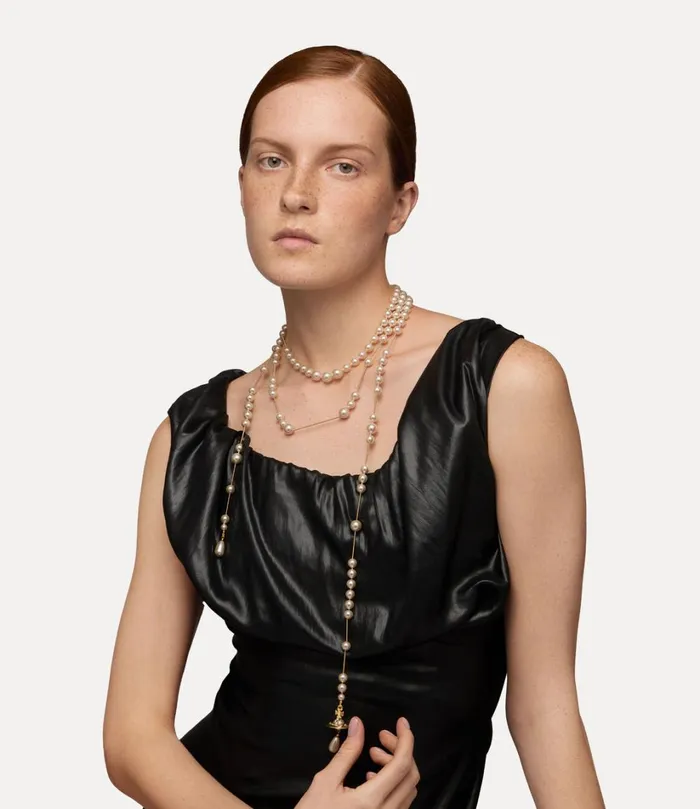 Vivienne Westwood Necklaces Women Broken Pearl Necklace Goldpearlmulti