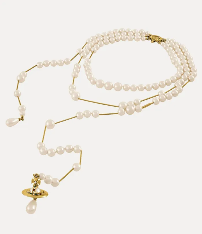 Vivienne Westwood Necklaces Women Broken Pearl Necklace Goldpearlmulti