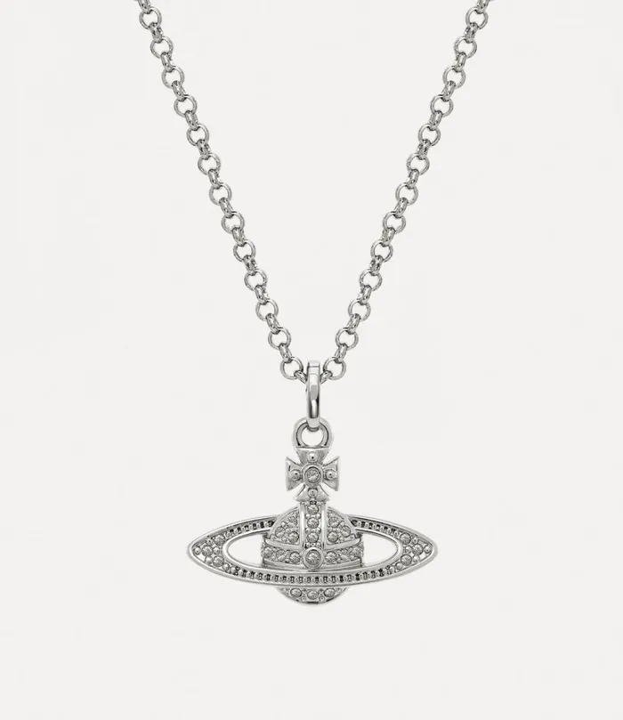 Vivienne Westwood Necklaces WomenMen Mini Bas Relief Pendant Necklace Platinum Crystal Vivienne Westwood Necklaces WomenMen Mini Bas Relief Pendant Necklace Platinum Crystal