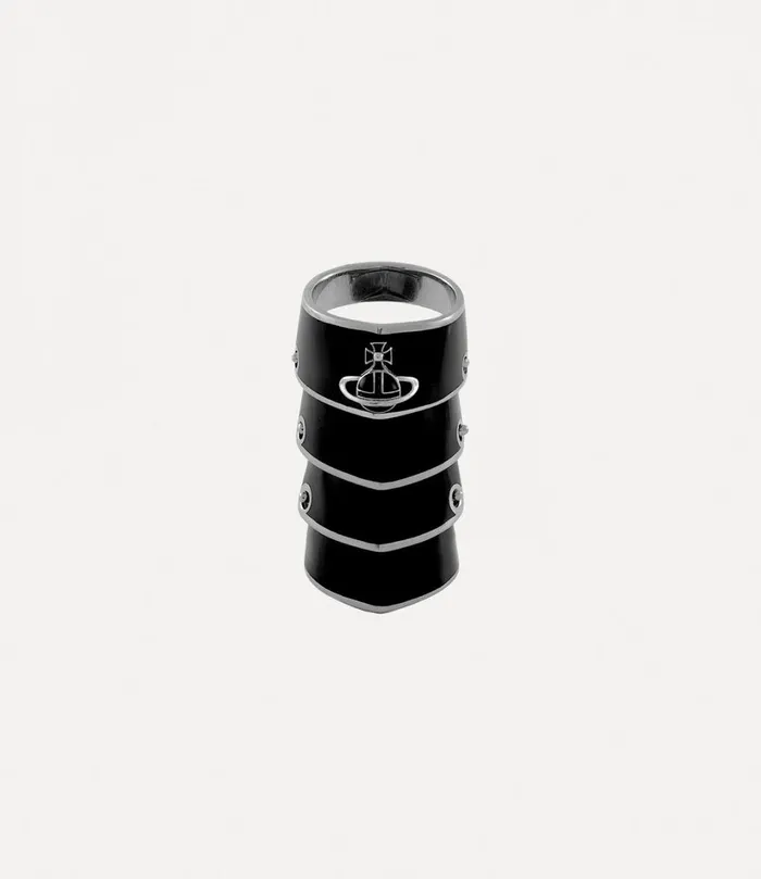 Vivienne Westwood Rings MenWomen Artemis Ring Platinum Black Resin