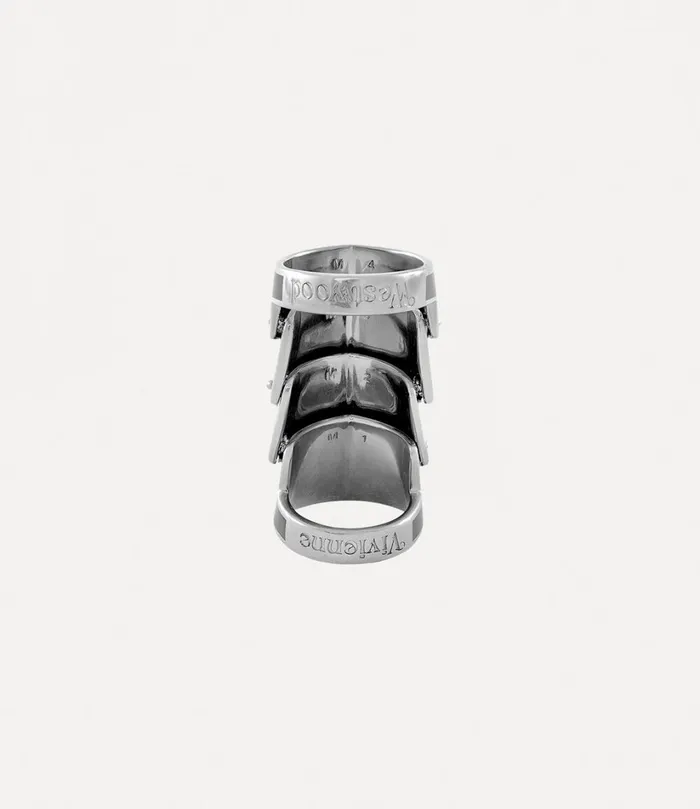 Vivienne Westwood Rings MenWomen Artemis Ring Platinum Black Resin