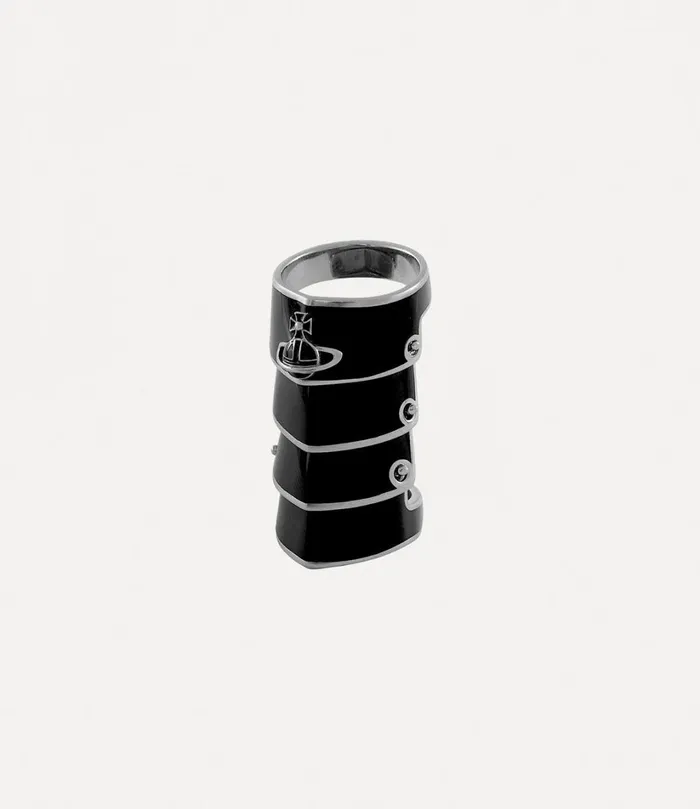 Vivienne Westwood Rings MenWomen Artemis Ring Platinum Black Resin