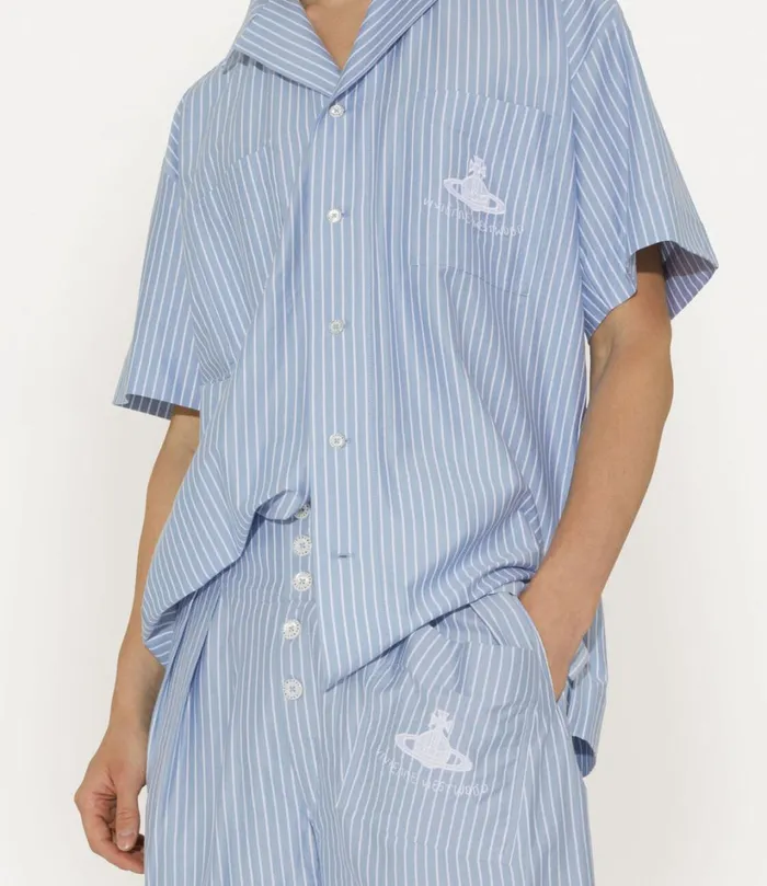 Vivienne Westwood Shirts Men Camp Shirt Whiteblue