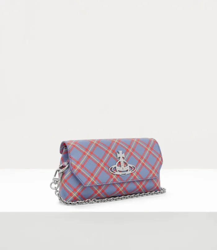 Vivienne Westwood Wallets And Purses Women Mini Pouch Chain Bag Blueorange Tartan