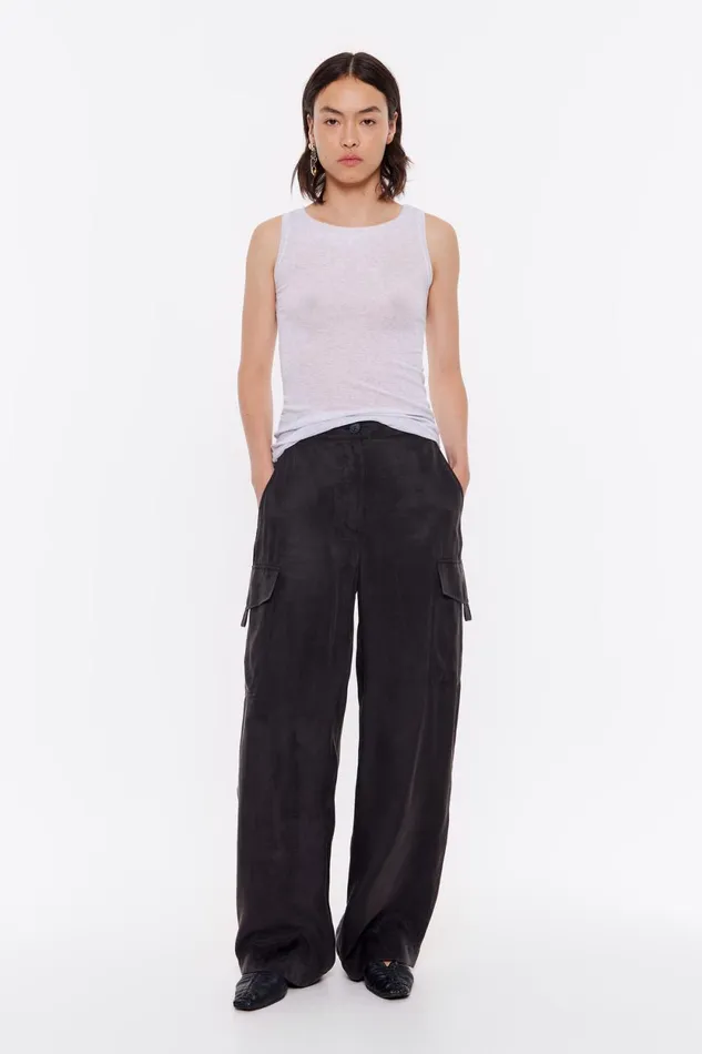 Washed Black Fluid Cargo Trousers Black Women Bimba Y Lola Trousers