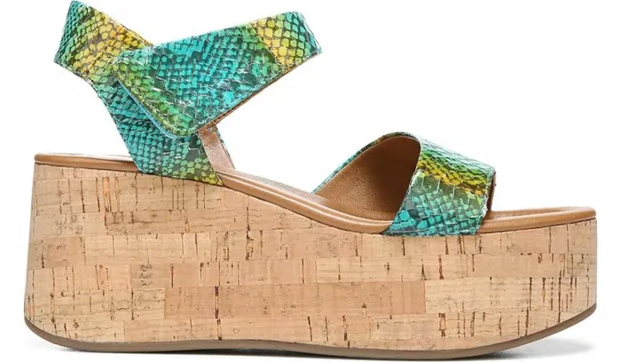 Wedge Sandals Women Franco Sarto Sarto Demi 3 Platform Wedge Sandal Aqua Multi Leather