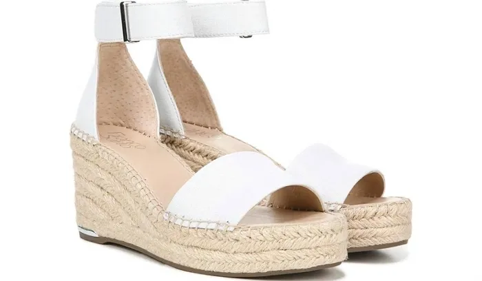Wedges Women Franco Sarto Franco Clemens Espadrille Wedge Sandal White Leather