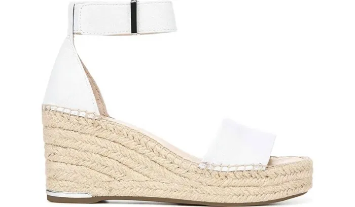 Wedges Women Franco Sarto Franco Clemens Espadrille Wedge Sandal White Leather