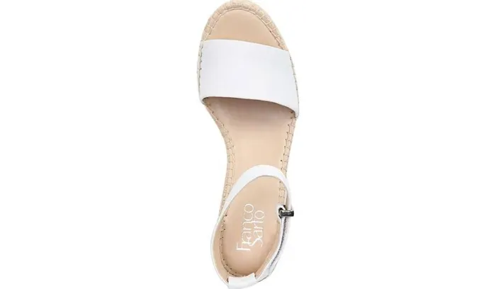 Wedges Women Franco Sarto Franco Clemens Espadrille Wedge Sandal White Leather