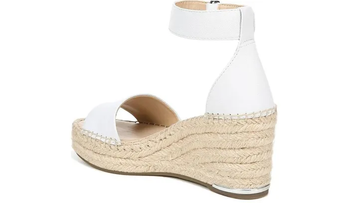 Wedges Women Franco Sarto Franco Clemens Espadrille Wedge Sandal White Leather
