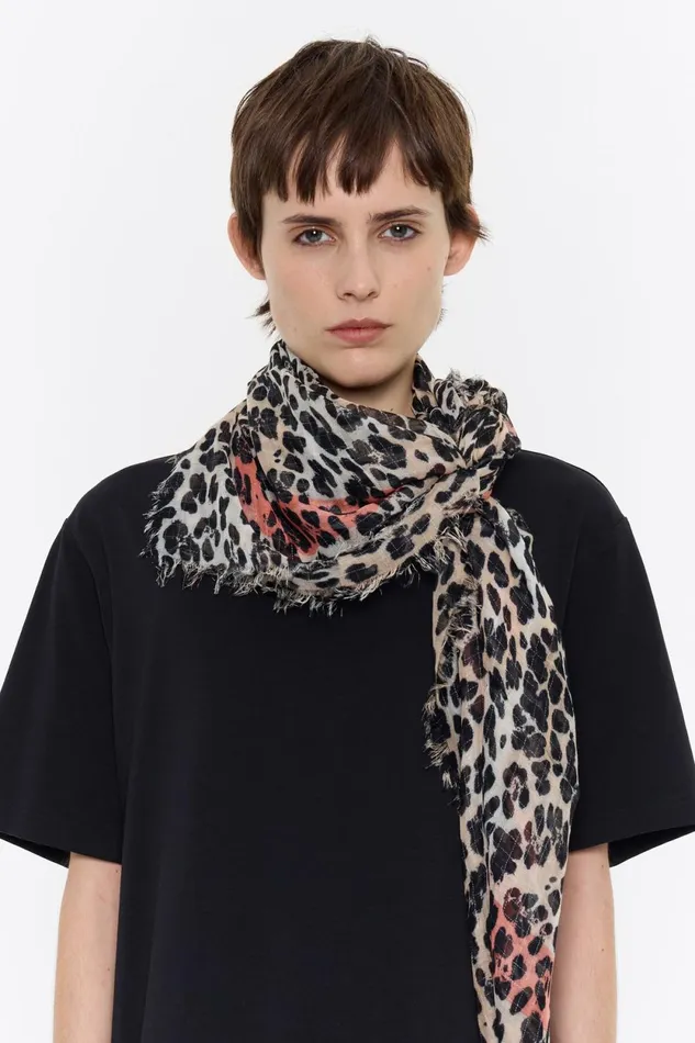 White Leopard Shawl Off White Women Bimba Y Lola Scarves White Leopard Shawl Off White Women Bimba Y Lola Scarves