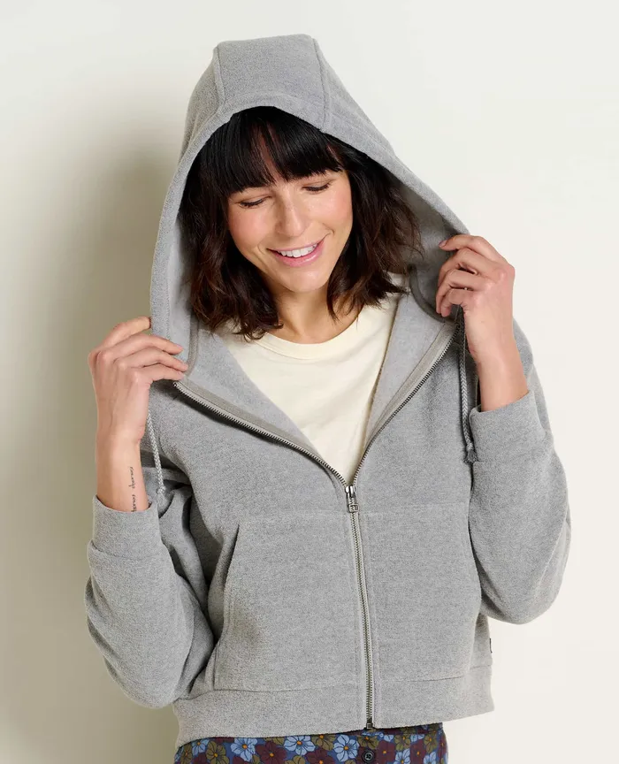 Whitney Terry Zip Hoodie Light Heather Grey Women8217s Jackets and Layers ToadandCo